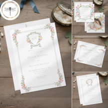 Elegant Dusty Sage Pastel Wildflower Crest Wedding