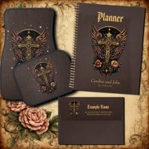 A symbol of strength: The ornate cross with wings.