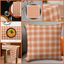 Orange Gingham Fall Autumn Home Decor