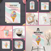 Colorful Ice Cream Scoop Sprinkles Baby Shower