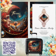 Little fairy sitting on a gold red moon.