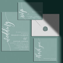 Dusty Teal Modern Minimalist Script Wedding
