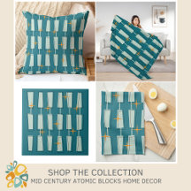 Mid Century Modern Atomic Blocks Teal Home Decor