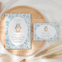 Cute Bunny, Blue Flowers First Birthday Collection
