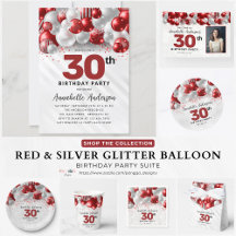 Burgundy Silver Glitter Balloon Any Age Birthday