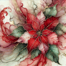 Personalized Festive Floral Alcohol Ink Poinsettia