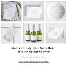 Modern Dusty Blue Snowflake Winter Bridal Shower