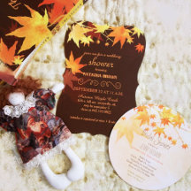 Fall Maple Leaf Chocolate Brown Wedding