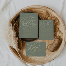 Romantic Sage Green Gold Foil Wedding Collection