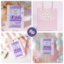 Retro Pastel Purple Arcade Game Kid's Birthday