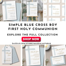 Simple Blue Cross Boy First Holy Communion