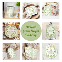 Green Matcha Stripes Birthday