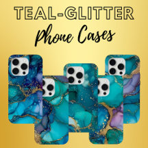 Teal Glitter Alcohol - Marble iPhone Cases