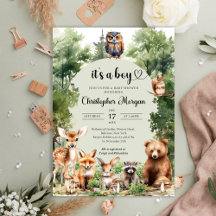 MIX - Woodland Animals Baby Shower Invitations