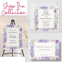 85th Birthday Elegant Purple Floral Supplies
