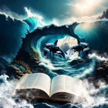 A Swimming steampunk Orca in the wave.