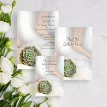 Green Succulent on White Wedding