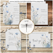 Dusty Blue Meadow Wildflowers Modern Wedding