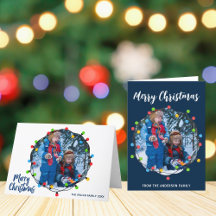 Merry Christmas Lights Festive Photo Cards & Gifts