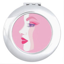 Modern Cameo Girl Face Compact Mirrors