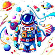 Colorful Astronaut and Univers in Bold Colors