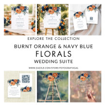 Burnt Orange and Navy Blue Florals wedding Suite