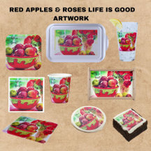 RED APPLES & ROSES LIFE IS GOOD ARTWORK
