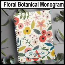 Pretty Blush Pink Floral Botanical Monogram