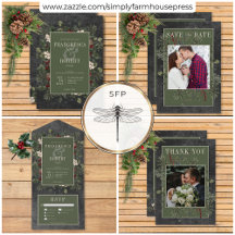 Rustic Winter Berries & Pine Black Wedding