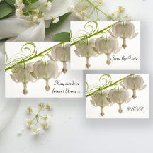 White Bleeding Hearts Wedding Stationery