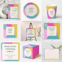 Bright Fun Colorful Geometric Unique Bridal Shower