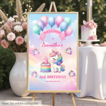 Pastel Unicorns Girl Birthday Welcome Signs  110B
