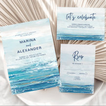 Sea Blue Beach Waves Tropical Wedding Collection