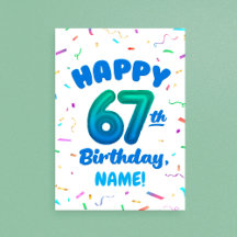Balloon Numbers Birthday Card, Age 60-69