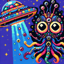 UFO and Alien Pixel Art