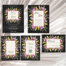 Midnight Blush Lily Botanical Wedding Stationery