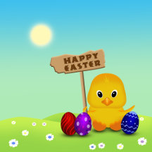 Cute Easter Chick with Sign
