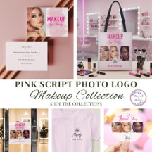 Pink Script Photo Logo makeup Business Suite