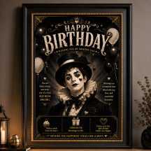 Elegant Gothic Pierrot Birthday Card