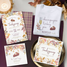 Watercolor Fall Foliage & Plum Plaid Thanksgiving