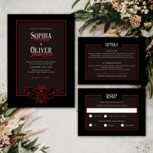 Romantic Gothic Black and Red Butterfly Wedding
