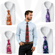 Cute Gardenias & Lilies Floral Patterned Ties