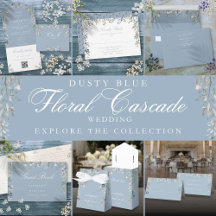 Dusty Blue Floral Greenery Cascade Wedding Suite