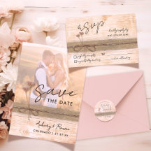 Rustic Boho Wood Blush Wildflower Photo Wedding