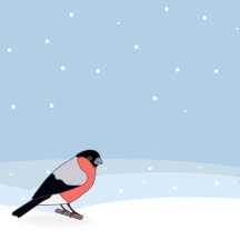 Bullfinch & Snowy Landscape