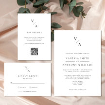 Modern Monogram Black And White Wedding