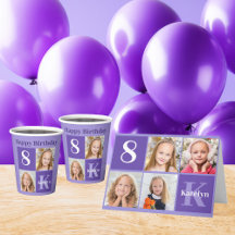 Pretty Purple Personalized Photo Birthday Party