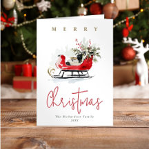 Elegant Watercolor Sleigh Christmas