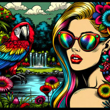 Pretty Women in a Comic Book Style Flowers