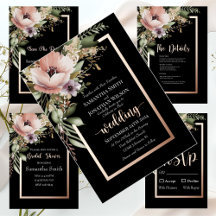 Beautiful Pink Flower on Rose Gold Foil Wedding Co